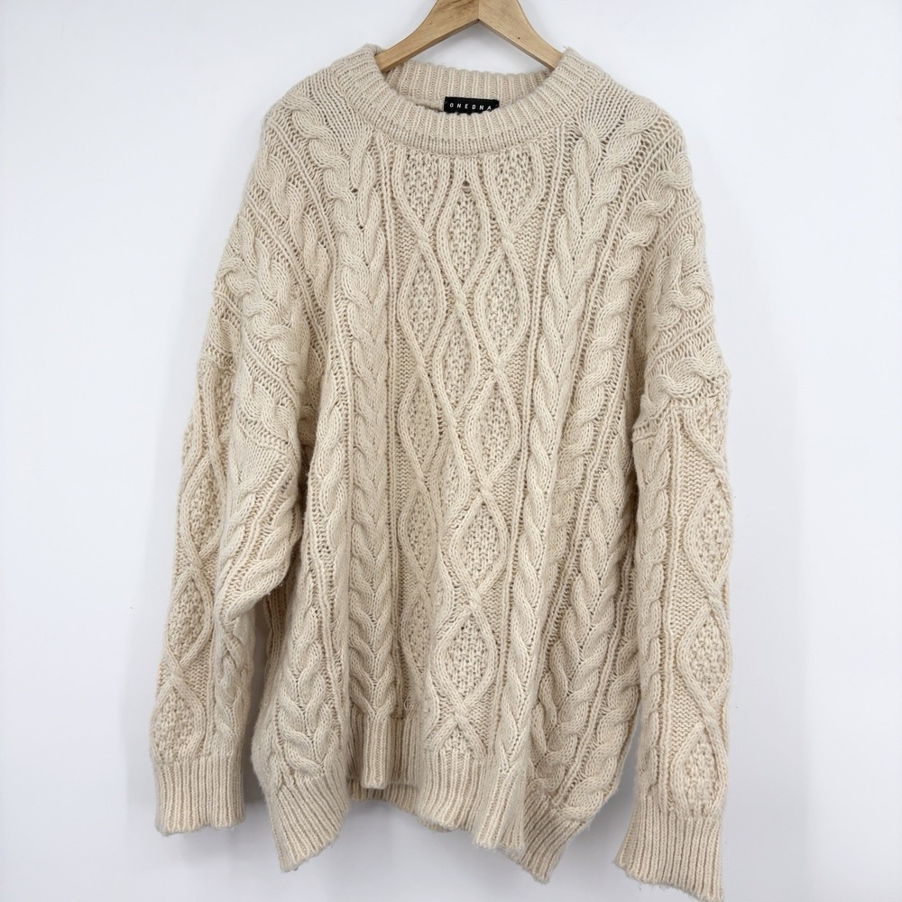 One DNA Fisherman Cable Knit Sweater One Size Preppy Old Money Heritage Granola